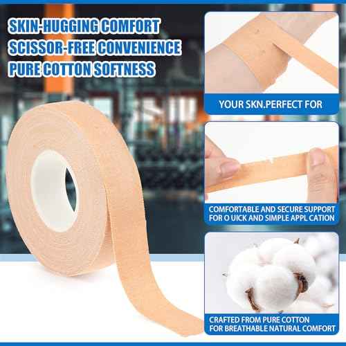 Finger Tape, 0.5 Inch x 10 Yard Nude Athletic Tape Extra Strong Adhesive, 2 Rolls Sport Tape, Medical Tape, Foot Tape for Rock Climbing, Grappling, Basketball, Lifters and BJJ Finger Tape