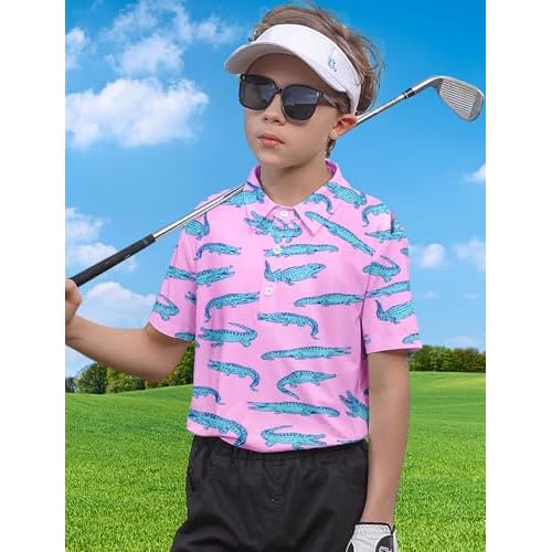 Boys Performance Polo Shirt Short Sleeve Golf Clothes for Active Casual Size 5-14