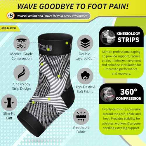 Compression Socks for Plantar Fasciitis, Achilles Tendonitis, Arthritis Relief, Ankle Brace Compression Sleeve with Foot Arch Support, Ankle Wrap for Women, Men, Swelling & Heel Pain Black L-XL
