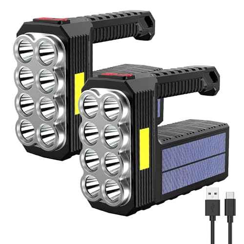 Flashlight Rechargeable Flashlights, 2pcs 2000 High Lumens Super Bright 8 LED COB Sidelight with 3 Modes, Portable Lightweight Waterproof Spotlight Flashlight for Emergency