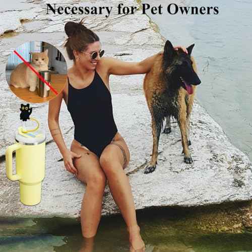 Cat Straw Cover Cap for Halloween Stanley Cup - 6PCs Cute Black Cat Straw Toppers for 30 40 Oz Tumbler with Handle Silicone Straw Tips Accessories for 10mm Straws