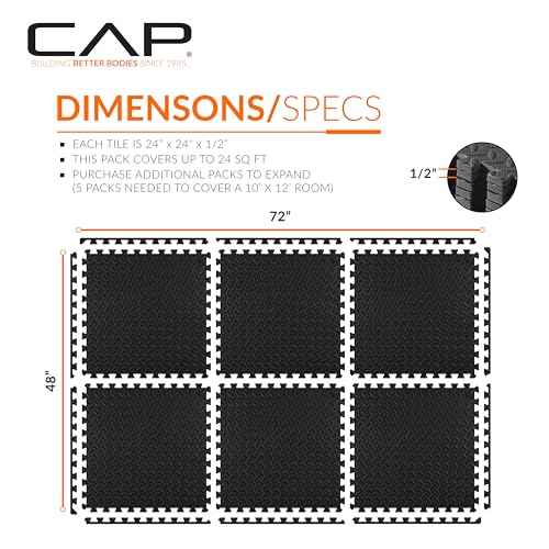 CAP Barbell Exercise Puzzle Mats Packs Tiles 24"x24" | Multiple Options