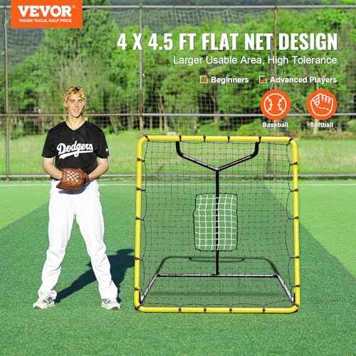 VEVOR Baseball and Softball Rebounder Net, PitchBack Baseball Pitching Nest, 3-Way Baseball, Softball Pitchback Net, Fielding Trainer, Bounce Back Net for Fielding/Throwing Practice