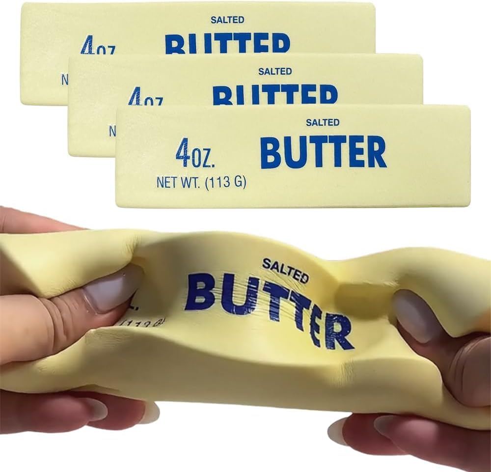 Skiennix Realistic Butter Stick Squeeze Ball - Soft Stress Relief Fidget Toy | Slow Rebound, Beige