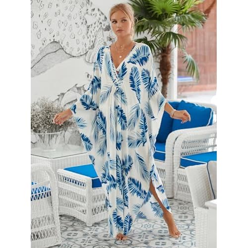 Women Animal Print Kaftan Dresses Plus Size Swimsuit Coverup 2025 Summer Bathing Suit Caftan Loungewear Beach Dress