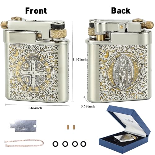 DOUBFIVSY Vintage Trench Lighter, Refillable Kerosene, Mechanical Brass Lighter, Soft Flame, Unique Gift for Men, Dad, Husband (Constantine)