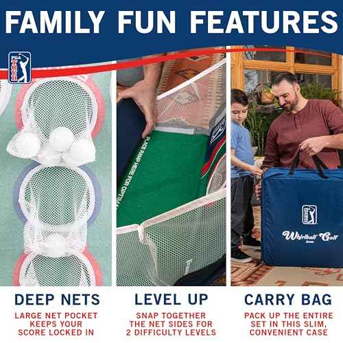 Franklin Sports PGA Whirlball Putting Green Golf Game - Golf Putter Game Set with Whirlball Target + Putting Matt - Adjustable Putter & 6 Foam Balls - Fun Indoor Set for Adults + Kids