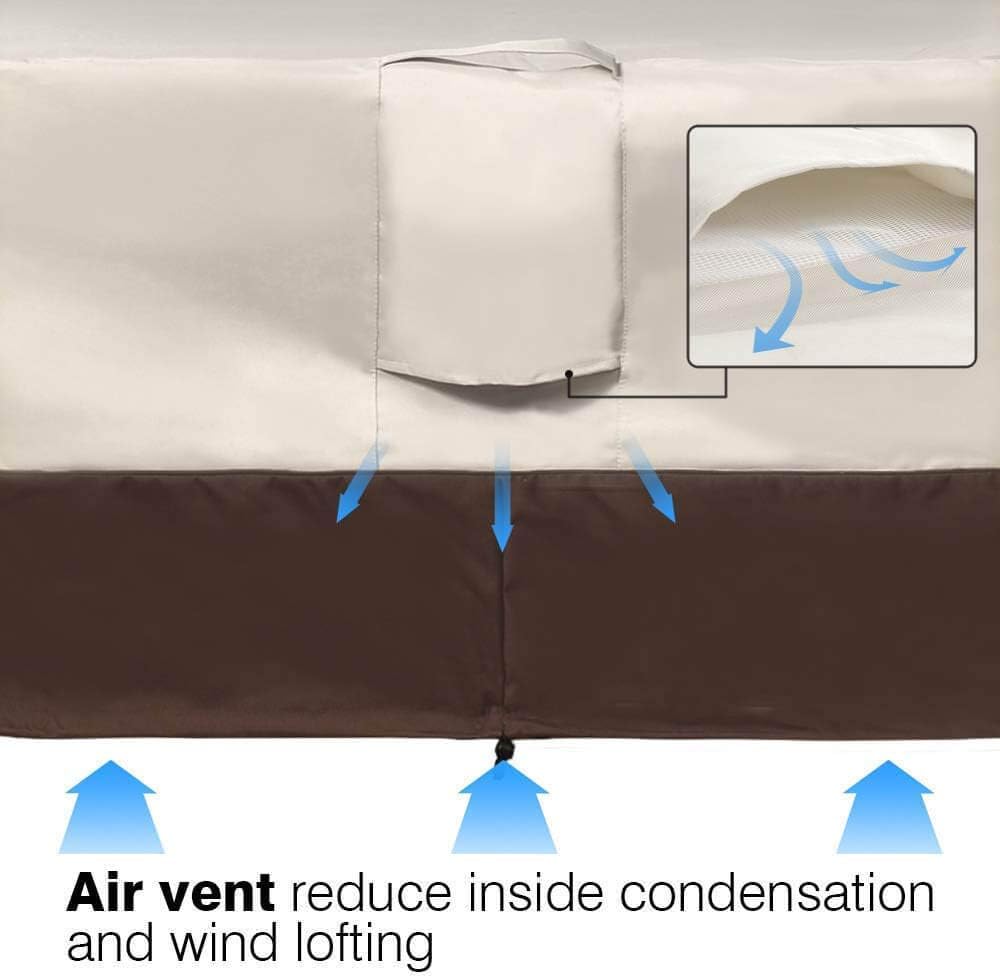 Vailge Rectangular Coffee Table Cover - Heavy Duty Waterproof Protection for Outdoor Furniture | Fits Large Tables (Beige & Brown)