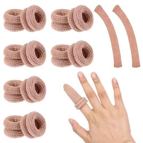 Cotton Bandage Finger Cots, 15 Pcs Breathable Finger Gloves Elastic Thumb Protectors Reusable Fingers Covers for Wounds, Injury, Gardening Work, Kitchen (Skin Color)