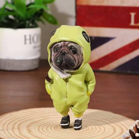 Skiennix Cute Resin Dog Statue - Handmade Desktop Decoration for Living Room | Green Color