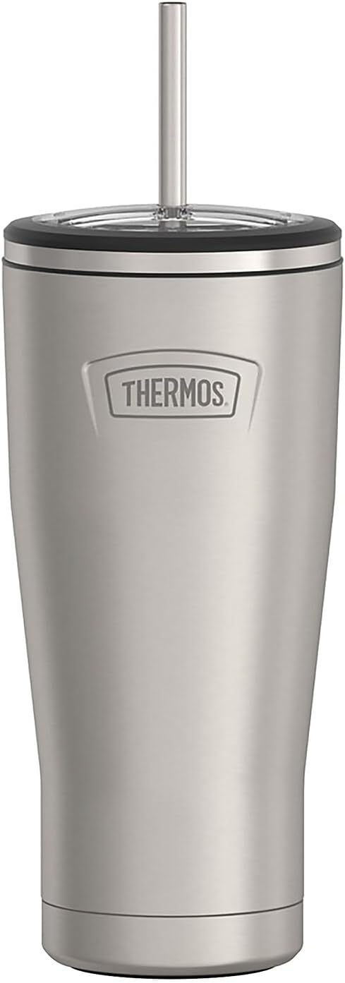 THERMOS Icon Series Stainless Steel Cold Tumbler - 24 Ounce, Vacuum Insulated with Lid & Straw