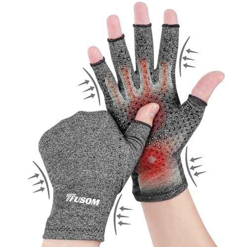 Compression Gloves Arthritis Gloves for Women for Pain,Fingerless Compression Wrap for Hand Pain and Osteoarthritis£¬Anti-Slip£¬Unisex,M,DarkGrey