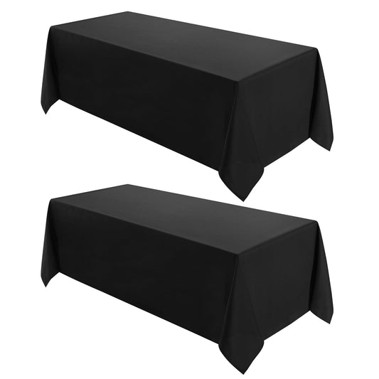 VidaFete 2 Pack 90*132inch Rectangle Tablecloth Polyester Table Cloth，Stain Resistant and Wrinkle Polyester Dining Table Cover for Kitchen Dinning Party Wedding Rectangular Tabletop Decoration(Black)