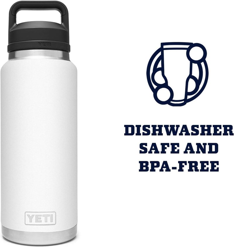 YETI Rambler 36 oz Bottle, Vacuum Insulated, Stainless Steel with Chug Cap, Black