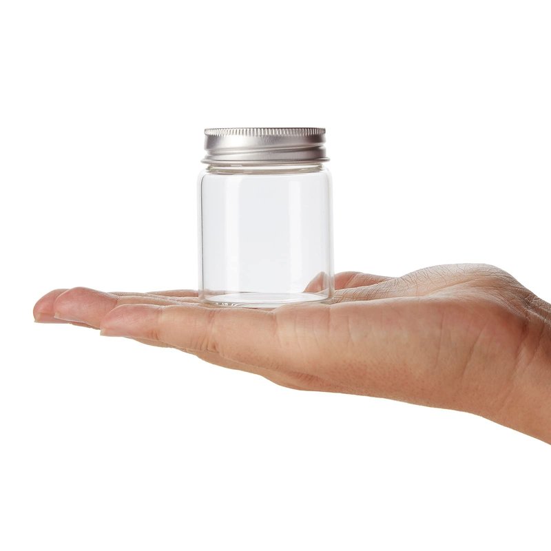 Juvale Mini Glass Spice Jars with Lids - 1.7 oz, Clear Art Deco, 5-Pack - Glass Craft Jars with Lids for Spices, Jams & Crafts