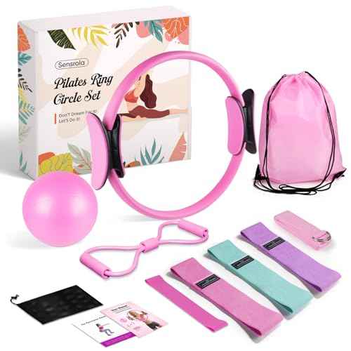 Home Pilates Kit, Pilates Essentials Kit for Women, Pilates Equipment Set with Pilates Ring, Resistance Bands & Accessories, Guides, Pilates Ring and Ball Set for Starters Home Workouts