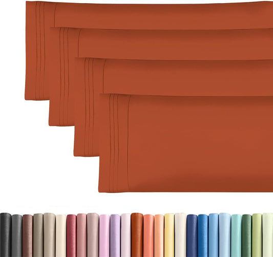 Skiennix Body Pillowcases Set of 4 | Soft & Breathable 20x54 Long Pillow Covers - Comfy, Fade-Free, Machine Washable (Terracotta)