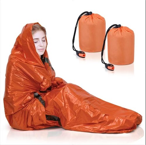 crvewom Emergency Sleeping Bag 2 Pack, Portable Waterproof Survival Sleeping Bag with Thermal Insulation for Outdoor Camping and Hiking