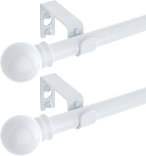 GXOACKJ Heavy Duty Metal Curtain Rod Set - 2 Pack White Rods for Windows 28 to 78 Inches | 5/8 Inch Diameter