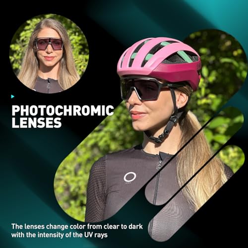 SCVCN Photochromic Cycling Glasses Sport Sunglasses Clear MTB Men Women BMX Running Driving