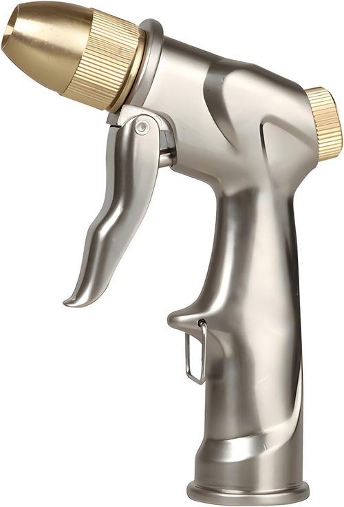 Heavy Duty Metal Hose Nozzle by Upgraded | 4 Spray Patterns for High Pressure Watering & Car Washing