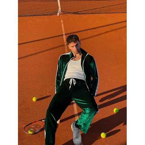 COOFANDY Mens Tracksuit 2 Piece Set Velour Sweatsuit Jogging Suits Full Zip Jacket Pants Outfits