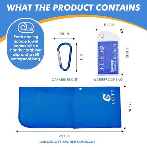 Cooling Hoodie Towels, Instant Cooling Towels for Neck and Face, UPF 50 Sun Protection, Ice Towel for Hot Weather, Head Towel for Sports, Camping, Cycling & More Activities