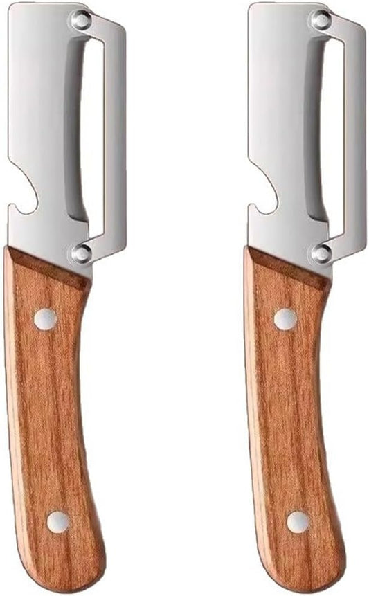 Skiennix 2-in-1 Vegetable Peeler - Multi-Functional Kitchen Tool with Wooden Handle & Stainless Steel Blade - Ideal for Potatoes, Fruits, and More