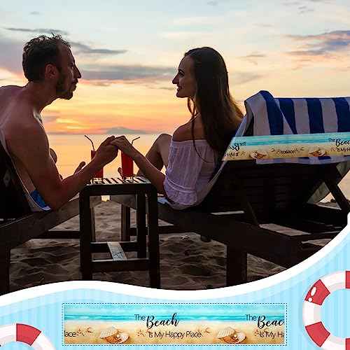 Boao 8 Pcs Large Towel Bands for Beach Chairs 15.75" x 1.97" Cruise Chairs Towel Bands Elastic Windproof Lounge Clips Strap Holder for Summer Pool Hawaiian Accessories Gifts (Beach)