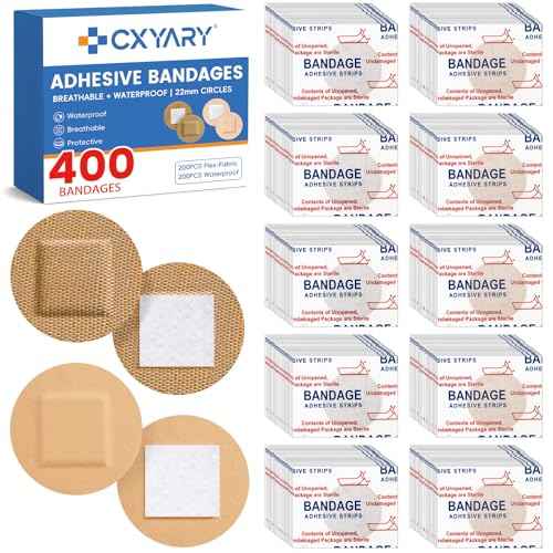 CXYARY 400PCS Round Bandages, Fabric Bandage £¦ Waterproof Bandage Latex Free Used for Emergency Treatment and Skin Wound Care, Circle Bandages Suitable for Small Wounds