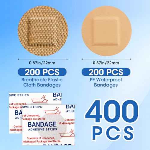 CXYARY 400PCS Round Bandages, Fabric Bandage £¦ Waterproof Bandage Latex Free Used for Emergency Treatment and Skin Wound Care, Circle Bandages Suitable for Small Wounds
