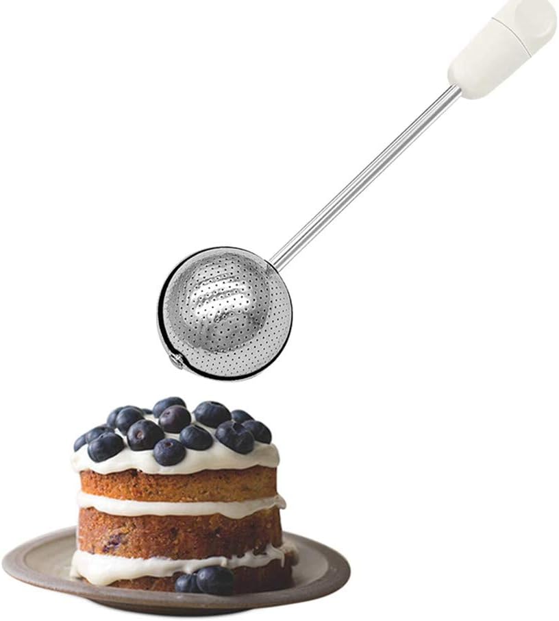 Regine Switzerland Sugar Shaker Duster Wand - Stainless Steel Flour & Spice Dispenser | Easy One-Handed Operation (White)