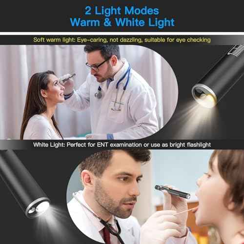 COSOOS 2 Rechargeable Pen Lights with Pupil Gauge & Ruler, Mini LED Penlights for Nurses Doctors, Warm/White Light with Clip, USB Rechargeable Penlight Flashlight Gifts for Nursing Student