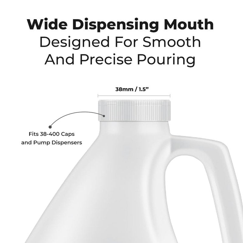 1-Gallon Plastic Jug (4-Pack) Reusable w/Shipping Box, Food-Safe, BPA Free | Heavy-Duty HDPE Containers for Water, Sauces, Soaps, Detergents, Liquids | Screw-On Cap transparent