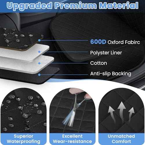Dog Car Seat Covers, Waterproof Front Seat Cover for Dogs, Scratch-Proof, Nonslip Pet Passenger Seat Cover Protector, Universal Fit for Cars Trucks SUVs, Standard Size, Black