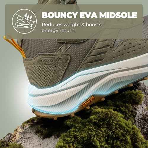 NORTIV 8 Men's Wide Toe Box Hiking Boots Low Drop Waterproof Outdoor Trekking Camping Shoes Katahdin