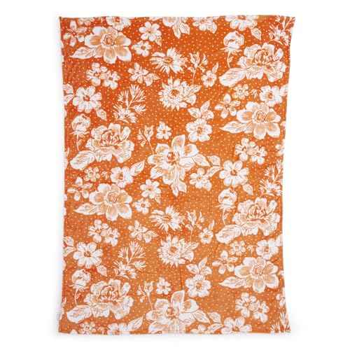 Vera Bradley Collegiate Fleece Plush XL Throw Blanket (Multiple Teams Available), Orange/White Rain Garden