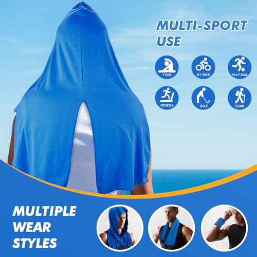 Cooling Hoodie Towels, Instant Cooling Towels for Neck and Face, UPF 50 Sun Protection, Ice Towel for Hot Weather, Head Towel for Sports, Camping, Cycling & More Activities