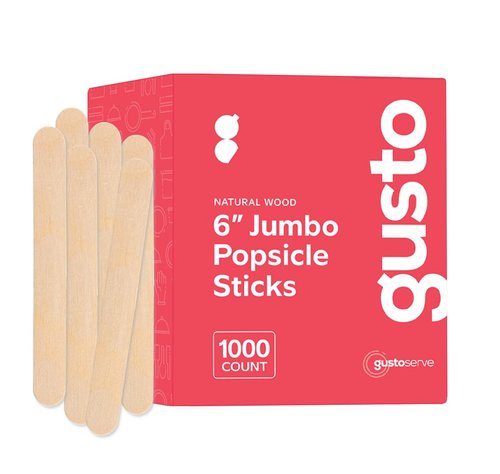 Gusto [1000 Count] Jumbo 6 Inch Wooden Multi-Purpose Popsicle Sticks, Craft Sticks for ICES, Ice Cream, Waxing, Tongue Depressor Wood Sticks -(Formerly Comfy Package)