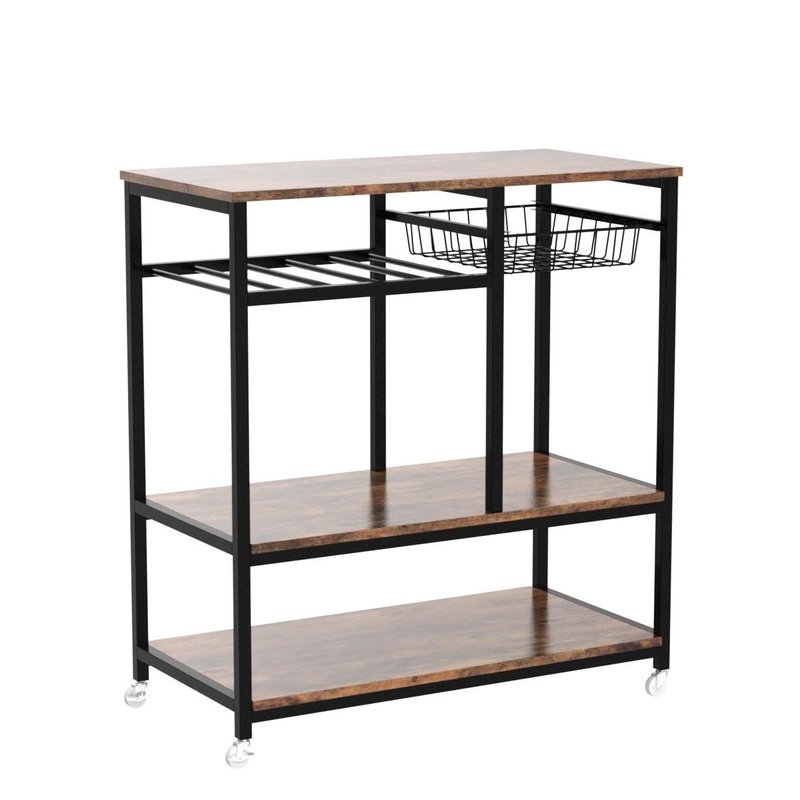 soges Kitchen Baker's Rack Kitchen Cart Utility Storage Shelf Microwave Oven Stand Storage Shelf Rustic Brown YL-D5002