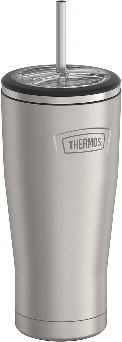 THERMOS Icon Series Stainless Steel Cold Tumbler - 24 Ounce, Vacuum Insulated with Lid & Straw