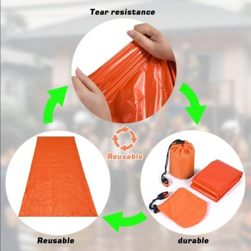 crvewom Emergency Sleeping Bag 2 Pack, Portable Waterproof Survival Sleeping Bag with Thermal Insulation for Outdoor Camping and Hiking