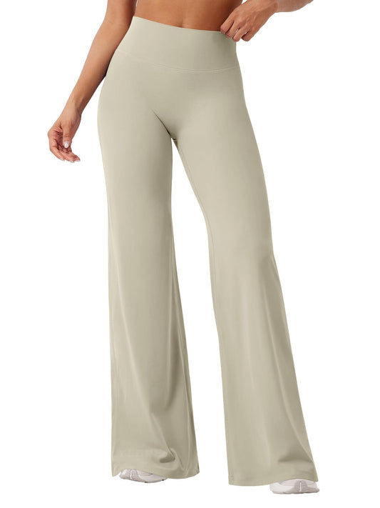 YEOREO Workout Leggings Womens No Front Seam Straight Leggings 33" High Waist Buttery Eddiy Gym Yoga Pants Light Sand L