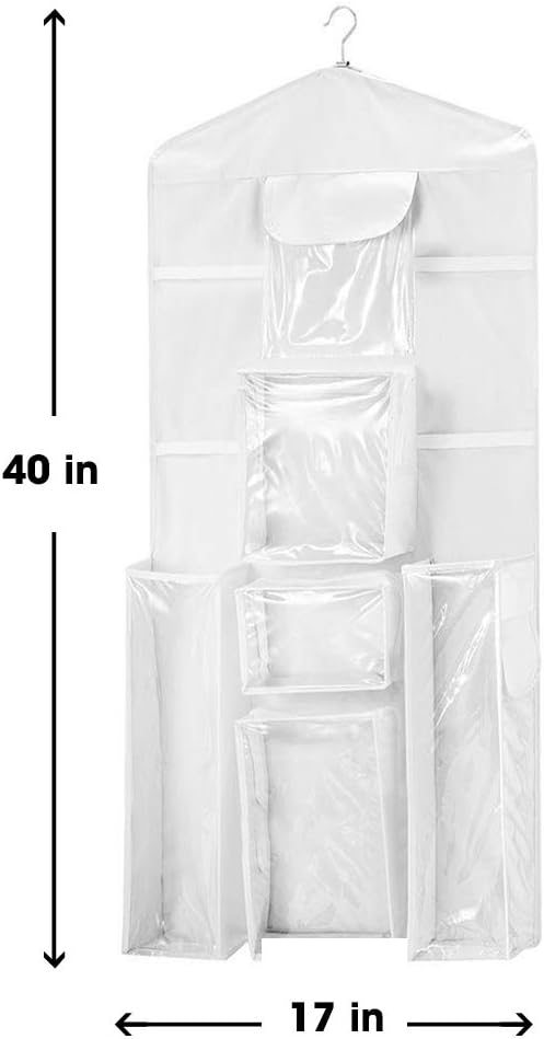 Primode Gift Wrap Organizer - Over The Door Wrapping Paper Storage With Double-Sided Pockets | 40”x17” (White)