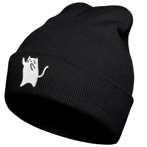 Cute Funny Cat Knit Beanies, Fashion Cozy Hat for Cat Lovers, Winter Beanie for Women and Men