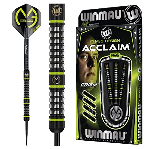 WINMAU MvG Acclaim Tungsten Steel Tip Darts 25g Set with Flights and Shafts