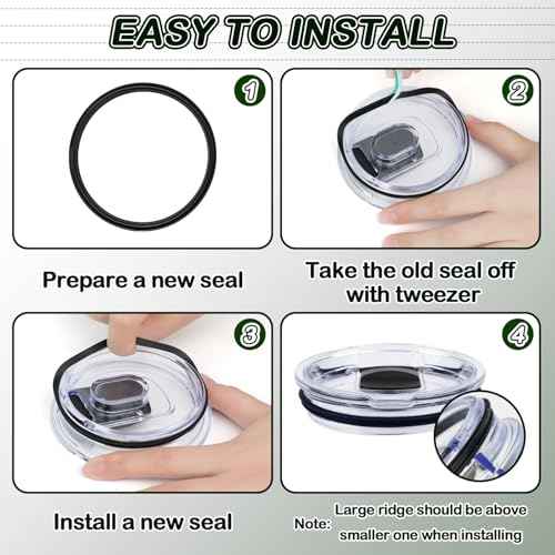 Rubber Seal Replacement Gasket for Yeti 30 oz Tumbler Lids, 6 Pcs Leak-Proof O Ring Gaskets with 1 Pcs Tweezer Compatible with 30/32 oz Tumbler, 14 oz Mug, 26 oz Cup and 35/42 oz Straw Mug