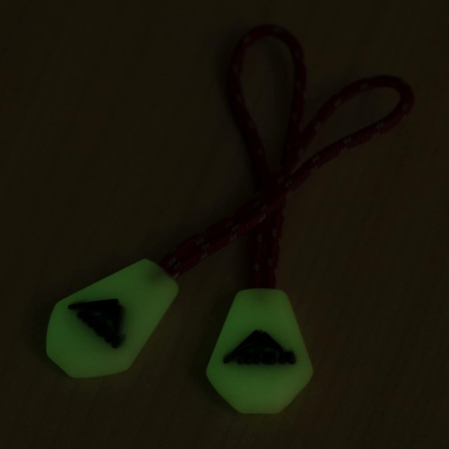 MSR Night Glow Zipper Pulls - 2-Pack Red & White for Easy Visibility