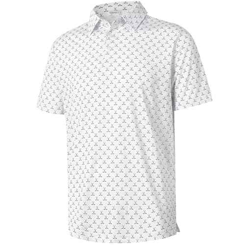 ELETOP Mens Polo Shirts Short Sleeve Golf Shirts Moisture Wicking Dry Fit Print Performance Golf Polos for Men Collared Shirt