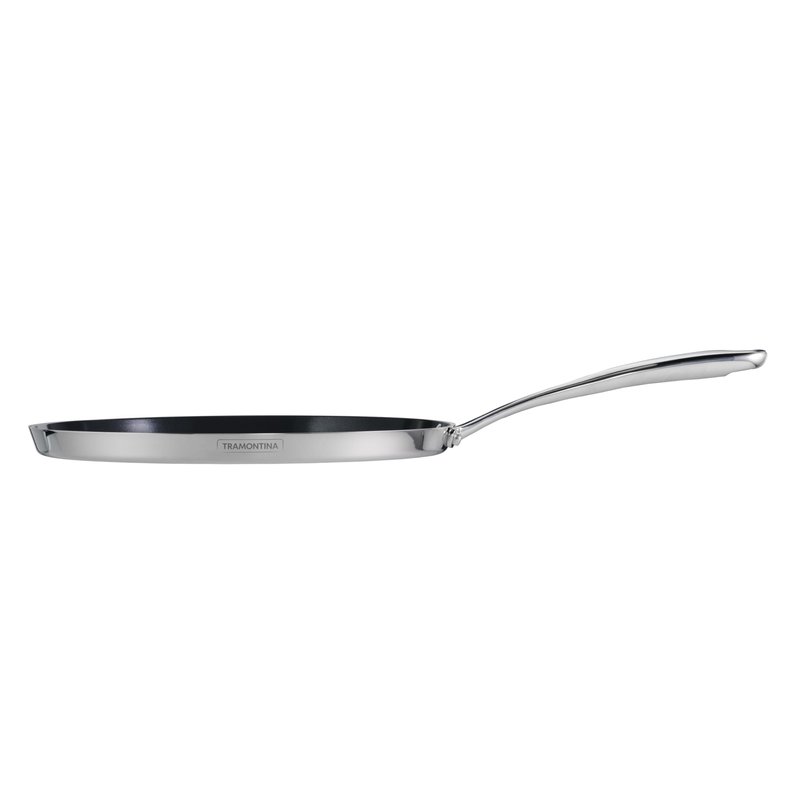 Tramontina Utsava 11-Inch Tri-Ply Clad Stainless Steel Ceramic-Coated Dosa Tawa, Non Stick Tava Pan for Roti, Crepe Pan, Comales para Tortillas, Pancake Griddle, Nonstick Flat Skillet